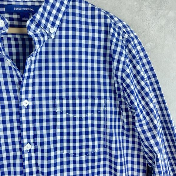 Bowery & Broome Mens Large Blue Check Cotton Shirt Outdoor Cabincore Gorpcore - Picture 3 of 10